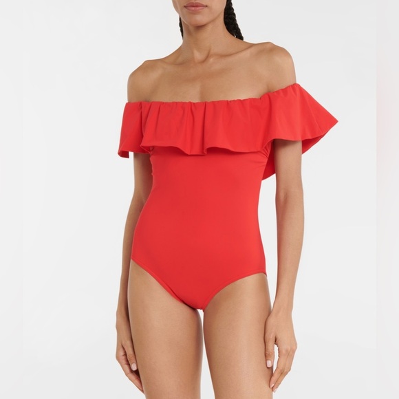 Karla Colletto Other - Karla Colletto Red Off Shoulder One Piece Swimsuit – Size 6 | Designer Swimwear